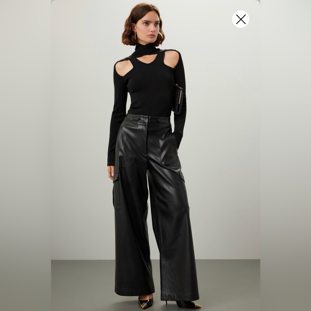 Ronny Kobo Black Wide-Leg Cargo Pants